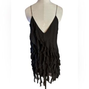 Elizabeth and James Black Silk Foliage Tunic Dress Size M